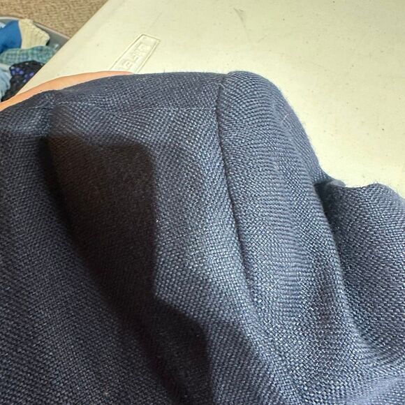 Appleseed’s Vintage Navy Blue Knit Rayon Jacket / Large 90s Gold Buttons Office - Picture 9 of 10